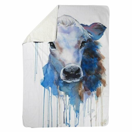 BEGIN HOME DECOR 60 x 80 in. Watercolor Jersey Cow-Sherpa Fleece Blanket 5545-6080-AN369